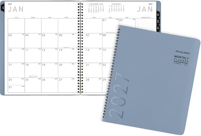 AT-A-GLANCE 2027 Planner, Monthly, 9" x 11", Contemporary, Slate Blue (70250X2027)