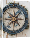 3 Ring Binder Vintage Nautical Compass 1.5 inch Binders Three Ring Binders with Clipboard Fit 8.5'' x 11'' Paper 3 Interior PVC Clear Pockets for Office Supplies