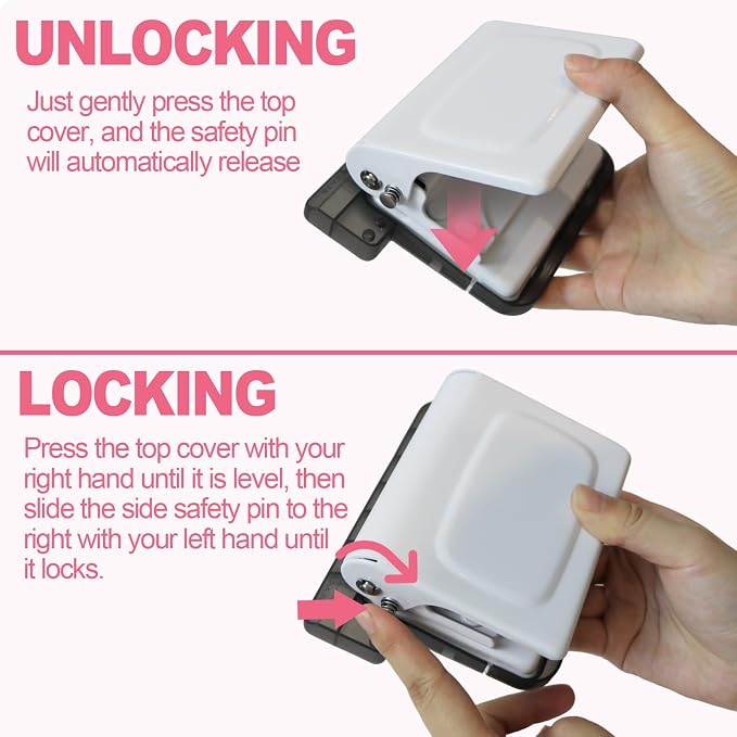 10 Hole Punch Binding Machine for Planner, Manual Binding System with 10 Multi-Color Binder Rings for Making 26 Holes on B5, 30 Holes on A4, 20 Holes on A5 Book, 10 Sheet Capacity - White