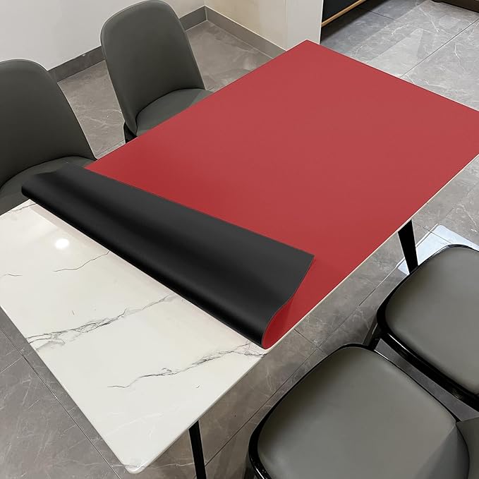 Zinkooat Leather Table Cover,1.8mm Thick,36x72 Inch Table Protector,Table Protector for Dining Room Table,Dining Table Cover,Table Pads for Dining Room Table Rectangular(Black+Wine Red,36x72)