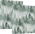 Mist Fir Tree Forest Green Trees 3 Ring Binder 1.5" Decorative D-Ring Binder with Clipboard&3 Clear Pockets, Holds 200 Sheets A4 Size Paper Waterproof Binders for School Home Office|2 Pack