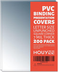 HOUYEE 200 Pack 7 Mil Clear Binding Presentation Covers,PVC,8.5" x 11" | Clear Covers for Binding, Transparent Plastic Binding Covers, Square Corner, Letter Size, for School Office