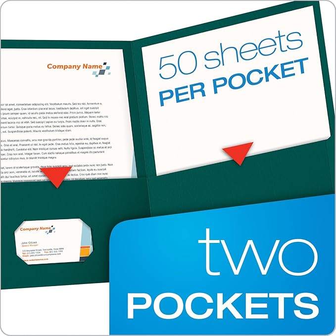 Oxford Twin-Pocket Folders, Textured Paper, Letter Size, Teal, Holds 100 Sheets, Box of 25 (57555)