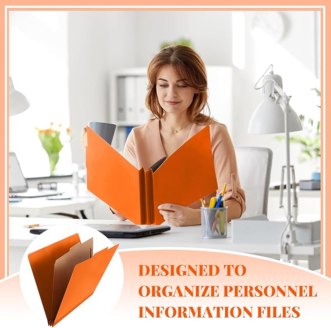 Skyygemm 72 Pcs Classification Folders Letter Size, 1 Divider Pressboard File Folder with Fasteners, Expanding File Organizer Bulk for School Teachers, Office Employee, Coworker, Staff (Orange)