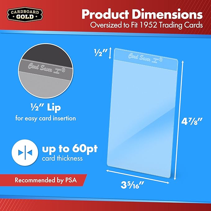 Cardboard Gold Card Saver 1 - Semi Rigid Card Holders - 1000 Count | PSA BGS SGC Grading Submissions, Acid-Free Polypropylene Protectors, Trading Baseball Sleeves, Binder Storage Compatible