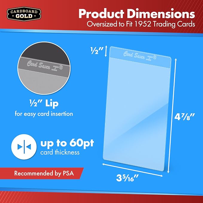 Cardboard Gold Card Saver 1 - Semi Rigid Card Holders - 2000 Count | PSA BGS SGC Grading Submissions, Acid-Free Polypropylene Protectors, Trading Baseball Sleeves, Binder Storage Compatible