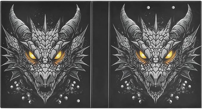 JIPONI 3 Ring Binder Dragon Head Silver 1 Inch Round Binders for Men Women Students, Cute File Organizer for Office Home School