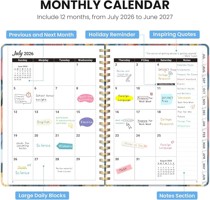 ZOTIA Planner 2026-2027, Jul 2026-Jun 2027 Weekly & Monthly Calendar