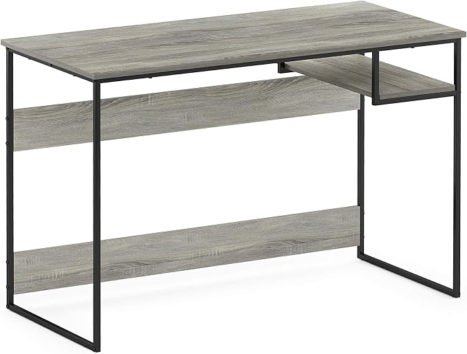 Furinno Moretti Lifestyle Study Desk, 45 Inches, French Oak Grey | with Lower Shelf, Open Frame, Rectangular, Gaming Desk, for Computer, Writing, for Home Office, Study Room, Dorm