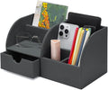 UnionBasic Desk Organizer - Multifunctional Leather Desktop Pen Holder Storage Box - Business Card/Pen/Pencil/Mobile Phone/Stationery Holder, Taiga Dark Gray