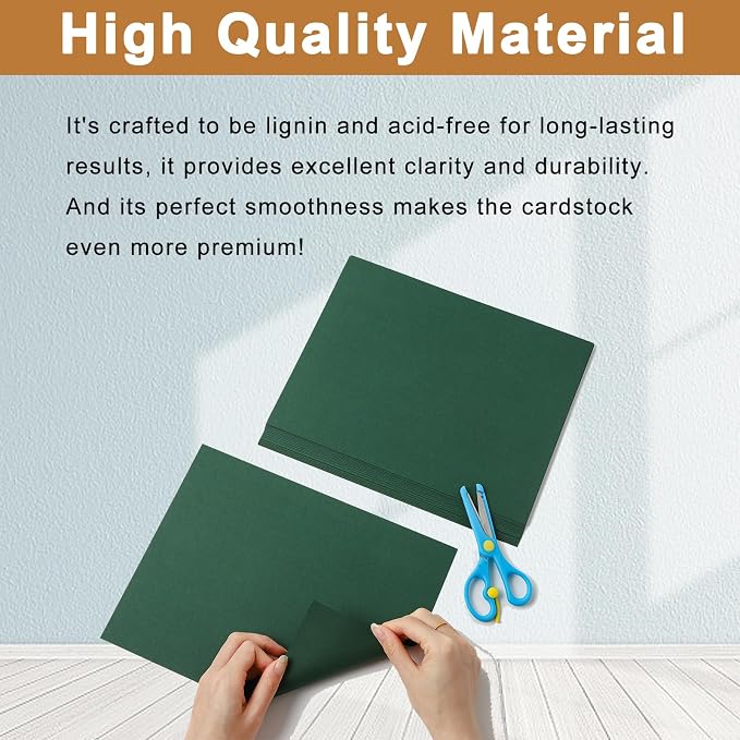 Silunkia 28 Sheets Dark Green Cardstock 8.5 x 11 Craft Paper 92lb | Heavyweight Christmas Green Card Stock for DIY Cards Making, Invitations, Thank You Cards, Birthday, Menus