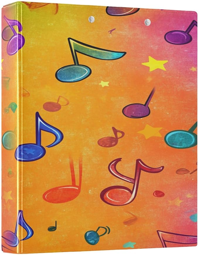Music Themed Notes Decorative 3 Ring Binder 1.5 Inch Large View Binders with Pockets Holds 200 Sheets File Organizer for Office College School, 1 Pack