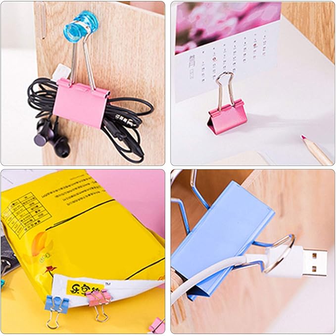 Binder Clips - Assorted Sizes 100 Count, X Large, Large, Medium, Small, Mini Paper Clamps Combination, Suitable for Office Supplies, Home, and School Use