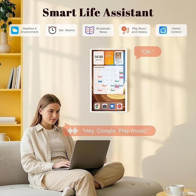 MWE 32 Inch Touchscreen Digital Calendar, Wall Planner, Desktop Smart Electronic Calendar, 8GB+128GB Android, Supports Google Play Apps, Office Desk Assistant & Family Schedules, Wall/Desk Stand