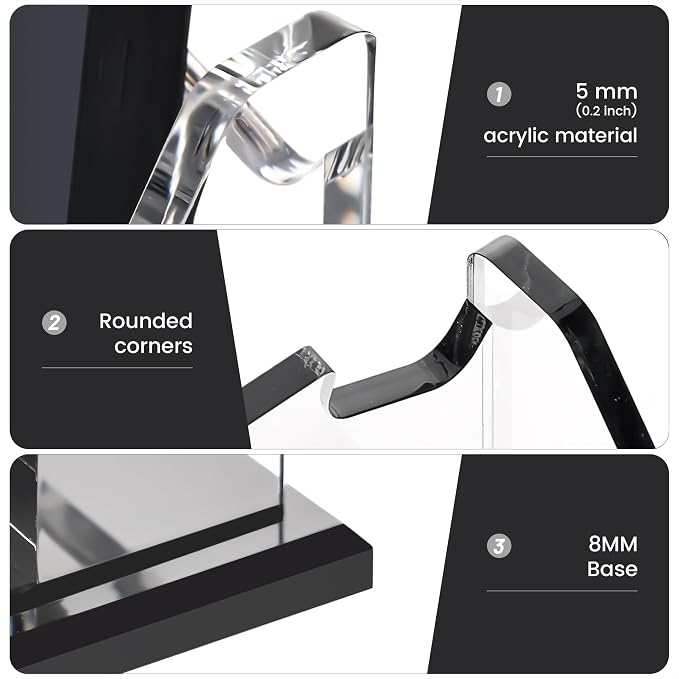 YUXUN Business Card Holder for Desk Vertical 2 Tier 6 Slot ,Black Acrylic Business Card Display Stand for Men & Women,Desktop Business Card Organizer for Office Home Exhibition, 300 Card Capacity