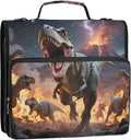 Dinosaurs Roar 3 Ring Binder Bag 1.5 inch Binder Organizer with Zipper Shoulder Strap 500 Sheet Documents Storage for School Office