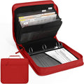 SUNEE Zipper Binder with Handle, 1.5 Inch O-Ring, 325 Pages Capacity, with 5-Tab Expanding File Folder for Classified Storage, Small Size Lightweight Zipper Bag for Middle School Students, Bright Red