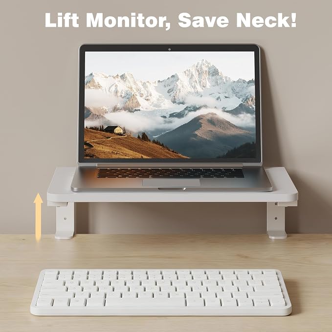 Desk Extender, 15-inch Clamp-On Desk Shelf, Height-Adjustable Desktop Shelf Organizer for Monitors Office and Gaming Accessories, Arm Support Table Extension, 44lbs Heavy Duty, White
