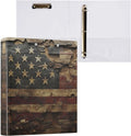 Vintage American Flag 3 Ring Binder 1.5 Inch Binder with Clipboard PVC Pockets Fits 8.5 x 11 Inch Paper Holds 200 Sheets for School and Office Supplies