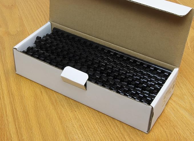 USI Black Plastic Binding Combs, 19 Hole, 0.375 Inch, 55 Sheet Capacity, 100-Pack