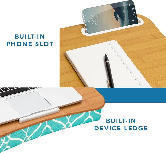 LAPGEAR Designer Lap Desk – Aqua Trellis, 2-Pack with Storage Basket