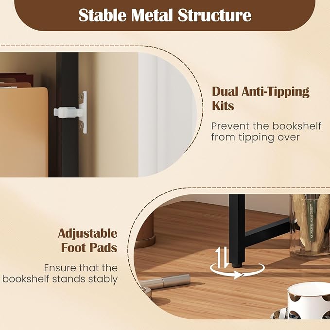 Giantex Desktop Bookshelf, 2-Tier Desk Hutch Dorm with Pegboard for up to 32" Computer Monitor, Industrial Countertop Storage Organizer Rack, Desk Shelf for Home Office, Rustic Brown