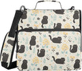 Cute Black Cats and Flowers Zipper Binder with Shoulder Strap Bag 3 Ring Binder Organizer Large Capacity Multiple Compartments for School Office