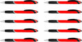 DISCOUNT PROMOS Ballpoint Pens With Rubber Grip - 10 pack - Black Ink Ball Point Pen with Soft Touch Plastic - Red
