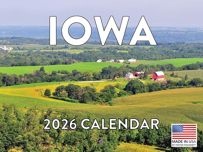 Iowa Calendar 2026 Wall 12 Month Monthly IA Scenic Souvenirs Themed Gifts | American Made In The USA