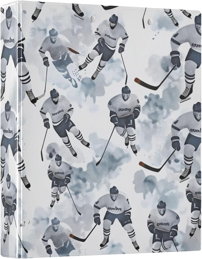 Ice Hockey Black Round Ring Binders 1.5 Inch Bandy Ball Sports 3 Ring Clipboard Binder for Office School Work Supplies File Folder 200 Sheet Capacity