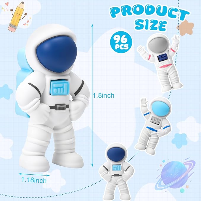 Resurhang 288 Pcs Space Themed Erasers Astronaut Figurines Eraser