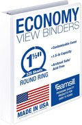 Samsill 1.5 Inch 3 Ring Binder, Economy Round Ring, Clear View Cover, 325 Sheet Capacity - for School, Home, Office - White