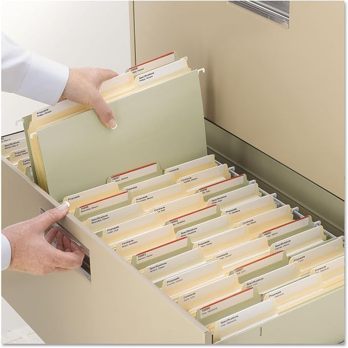 Smead SuperTab® Fastener File Folder, 2 Fasteners, Oversized Reinforced 1/3- Cut Tab, Guide Height, Letter Size, Manila, 50 Each per Box (14535)