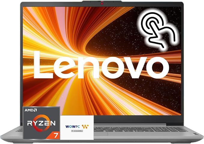 Lenovo Slim 3 Touchscreen Business Laptop, Ryzen 7 5825U Processor (Beats i7-1355U), 15.6" FHD LED Display, 16GB RAM, 1TB PCIe SSD, SD Card Reader, WiFi 6, Windows 11, WOWPC Recovery USB