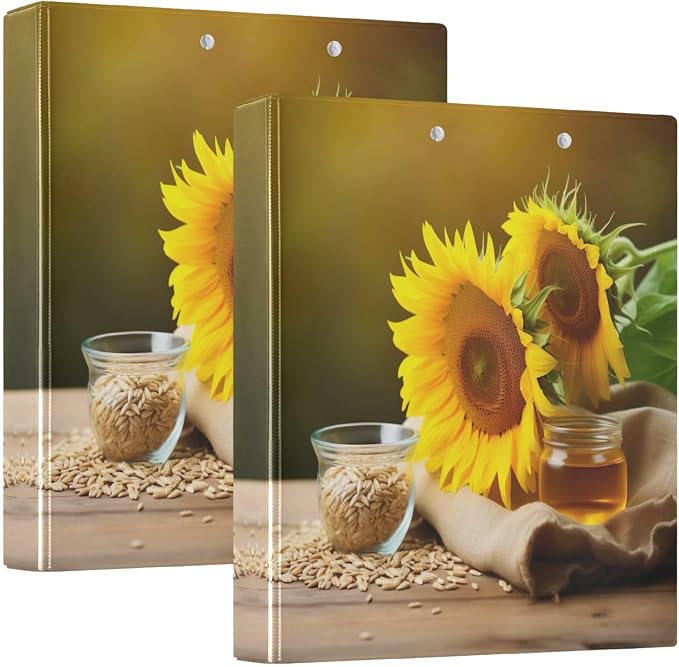 Joko Ivery Spring Sunflowers Honey 3 Ring Binder Letter Size 1.5 Inch Binders 3 Ring with Clipboard & 3 Pockets Three Ring Binder Organizer for Work Recipes Paper Office Supplies Gifts 1 Pack