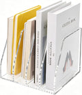 Lovemolly Acrylic Magazine File Holder – 4-Slot Clear Desk Organizer, Vertical Document Sorter for Office, Home & Classroom, No-Assembly Tabletop Rack for Folders, Books & Tablets, 7.09x8.07x6.3 in