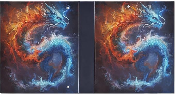 Dragon in Sky Round Ring Binders 1.5 Inch Fire Thunder Lightning 3 Ring Clipboard Binder for Office School Work Supplies File Folder Document 200 Sheet Capacity Easy Open