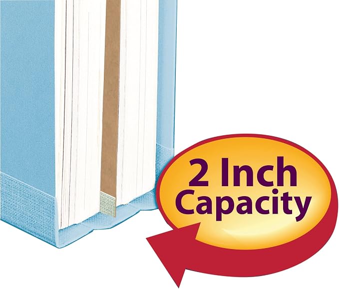 Smead 100% Recycled Pressboard Classification File Folder, 1 Divider, 2" Expansion, Legal Size, Blue, 10 per Box (18721)