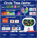 Circle Time Learning Center Classroom Pocket Chart, Educational Teaching Materials with Cards for Preschool, Learning Calendar Weather Letter Rhyme Color Shape Counting Number etc, Blue