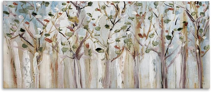 Stupell Industries Bare Branch Trees Birch Forest Fall Twigs Abstract Painting, Design by Susan Jill, Grey, 48 x 20 | Stupell Industries · By Susan Jill · Ready to hang · Nature inspired decor · Made in USA