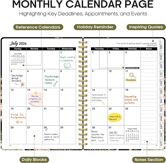 Taja Planner 2026-2027, Jul 2026-Jun 2027 Monthly & Weekly Calendar Planner | 8.5" x 11", Hardcover Academic Calendar, Teacher Student Agenda Book with Tabs, School Office Supplies, Wildwood Fox