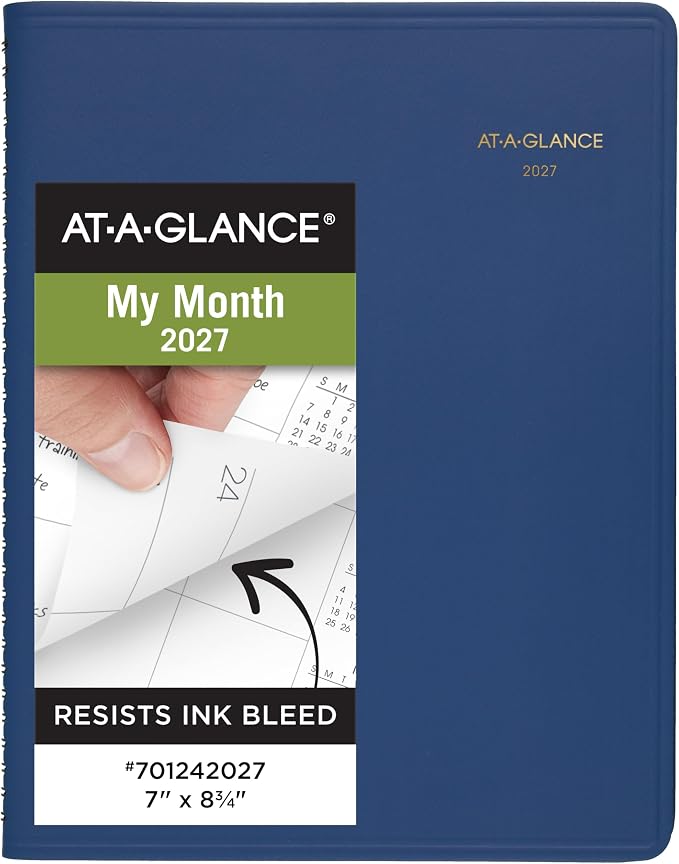 AT-A-GLANCE 2027 Planner, Monthly, 7" x 8.75", Unruled Daily Blocks, Blue (701242027)
