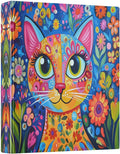 3 Ring Binder Colorful Cat Whimsical Style 1.5" Round Ring Binders View Binder with 200 Sheet for Kids School Supplies Women Men Office, 1 Pack