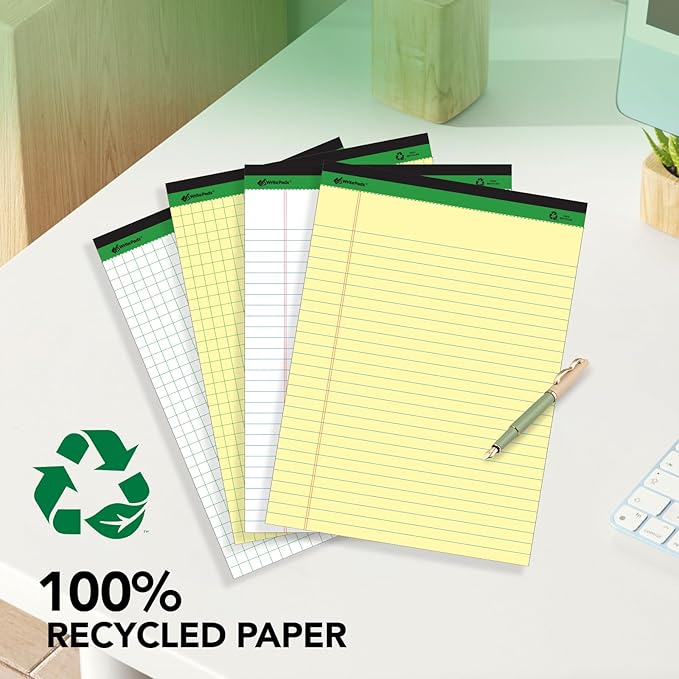 KAISA Legal Notepads 8.5"x11.75"，12pads note pads office supplies Recycled Paper 8.5"x11.75" Wide Ruled 50 sheets Hard Back Notepads 8-1/2"x 11-3/4" Writing Tablet Canary For Office Supplies (Pack of 12) KSU-5668