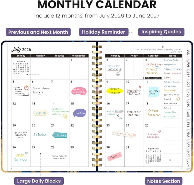 ZOTIA Planner 2026-2027 Weekly & Monthly Calendar Planner Jul 2026-Jun 2027