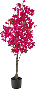 Nearly Natural 4ft. Bougainvillea Artificial Tree, Pink, 19 in. W x 9 in. D x 48 in. H | Vividly Colored Flowers, Realistic Brown Trunk, Housed in a Nursery Planter, Indoor Home Office and Kitchen Decor