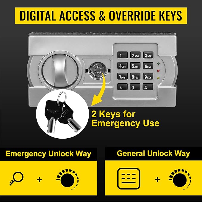 VEVOR Digital Depository Safe 1.7 Cubic Feet with Deposit Slot Black | for Home Hotel Restaurant Office Electronic Code Lock with Two Emergency Keys Pry-Proof Locking Bolts Two independent Spaces