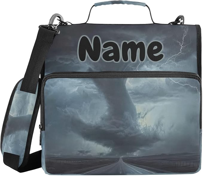 Custom Tornado Print 3 Ring Binder Bag 1.5 inch Personalized Name Binder Organizer 500 Sheet Documents Storage for School Office