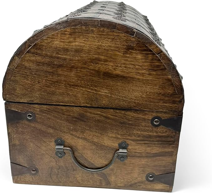 Nautical Cove Treasure Chest Keepsake and Decorative Wood Box (XXX-Large 16x11x11) - Storage Box, Wooden Box with Hinged Lid, Rustic Storage, Pirate Storage Box, Vintage Wooden Chest