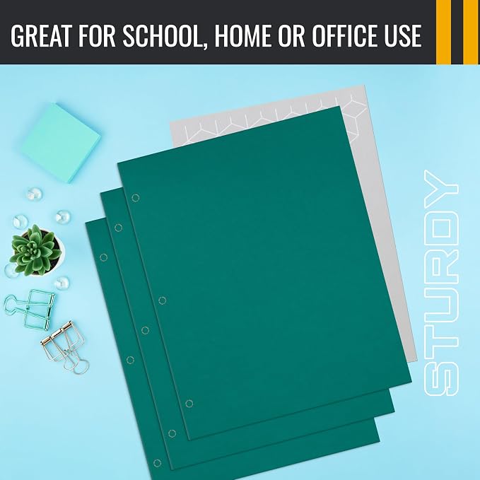Better Office Products Two Pocket Portfolio Folders, 50-Pack, Teal, Letter Size Paper Folders, 50 Pieces, Teal